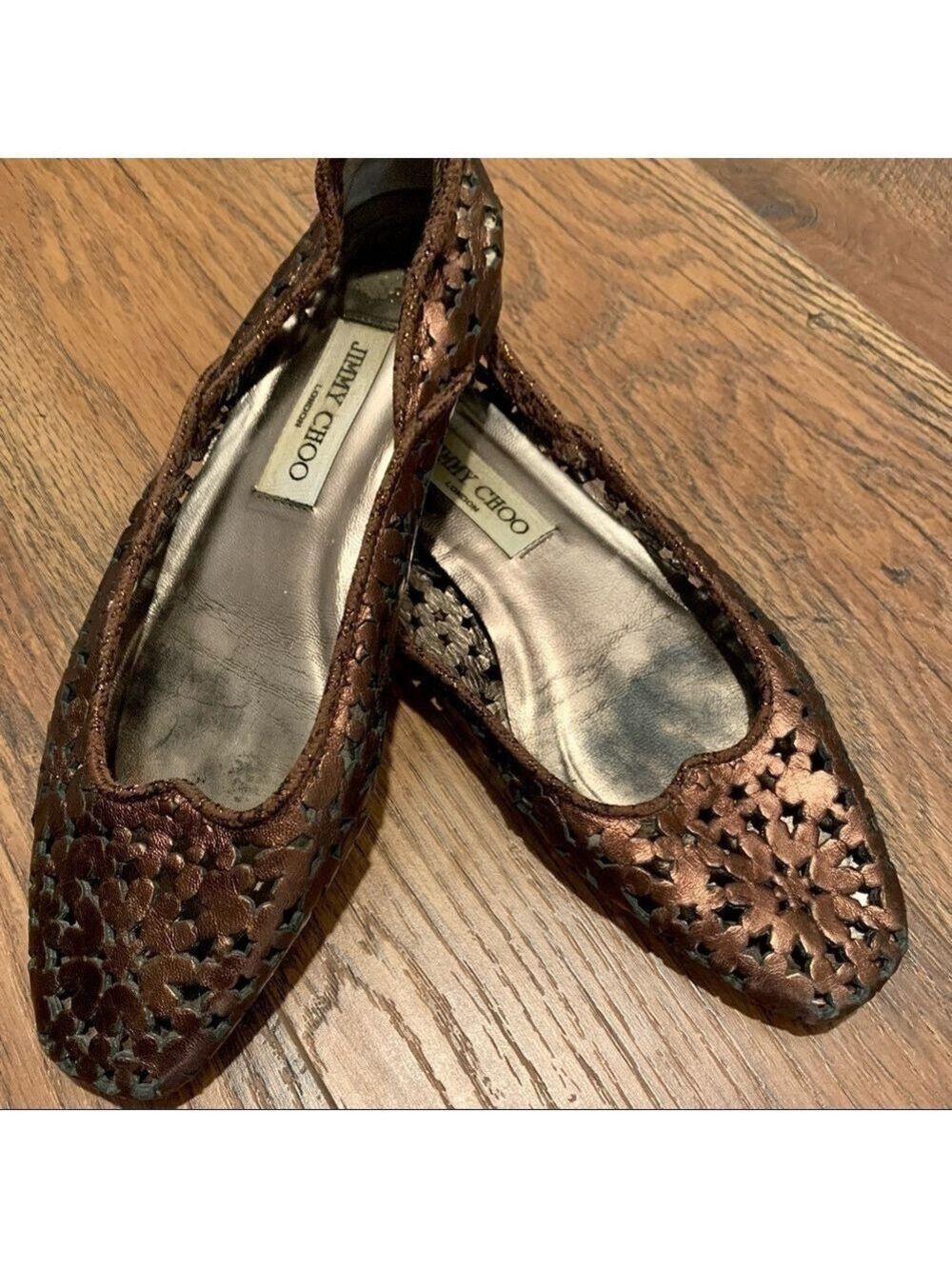 JIMMY CHOO Momo bronze leather ballet flats. Size 38.5. Made in Italy - Picture 2 of 8